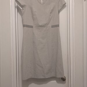 Talbots Textured Cap-Sleeve Sheath Dress in Light Gray